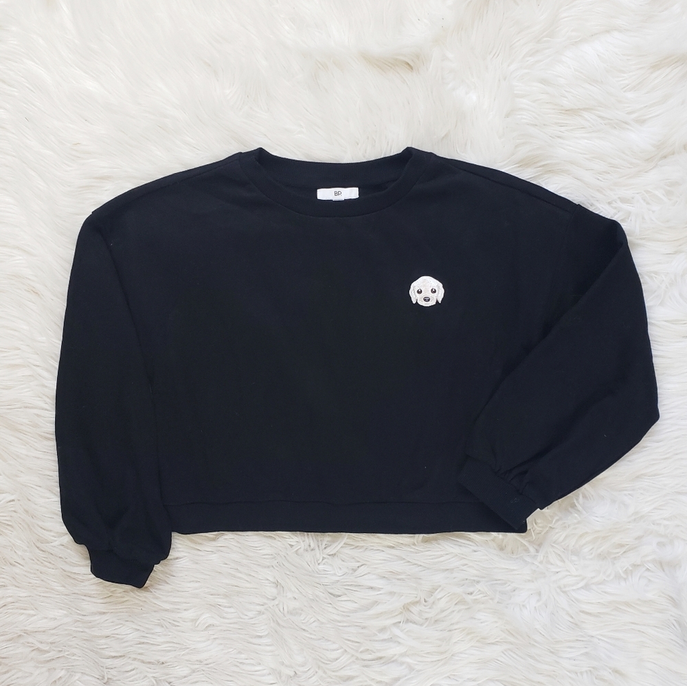 NEW BP Black Cocker Spaniel Cropped Sweater - Picture 2 of 8